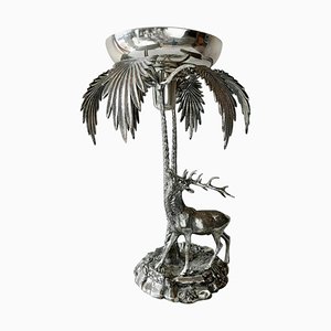 Vintage Silver Plated Stag and Palm Centerpiece from Valenti, 1960s