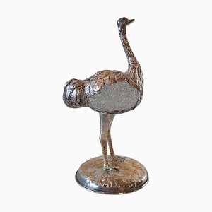 Ostrich Sculpture with a Murano Glass Egg by Gabriella Crespi, Italy, 1970s