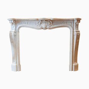 19th Century White Carrara Marble French Trois Coquilles Fireplace