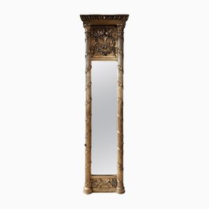 Tall 19th Century Empire Style Narrow Penant Giltwood Mirror