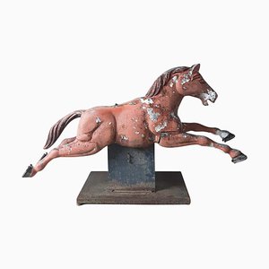 Escultura de caballo de feria Mid-Century moderna de aluminio fundido, años 50