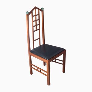 Postmodern Jade Leather Chair, 1980s