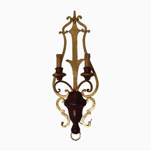 Hollywood Regency Gold Wall Lamp from Florentine