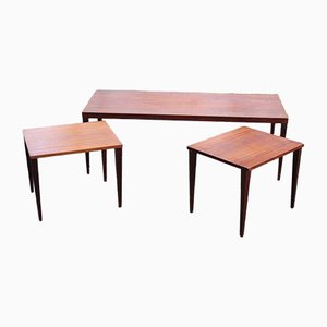 Mesa nido Dnaish Mid-Century moderna de Sven Ellekaer. Juego de 3