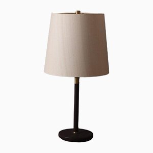 Vintage Table Lamp in Leather and Brass, 1970s