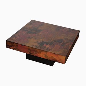 Brutalist Coffee Table in Copper by Bernhard Rohne, 1966