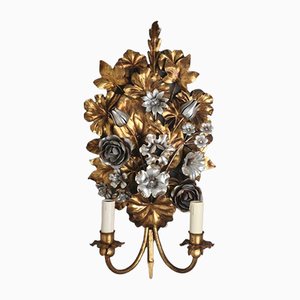 Italian Gilded Florentine Wall Lamp by S. Salvadori, 1960s
