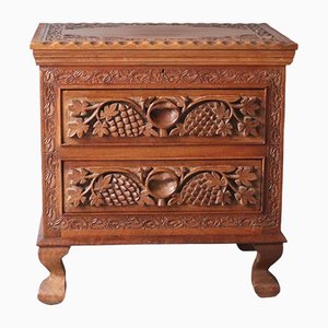 Bedside Table in Teak with Cerb Carvings