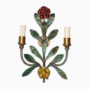 Hollywood Regency Wall Lamp with Iron Flowers by Hans Möller