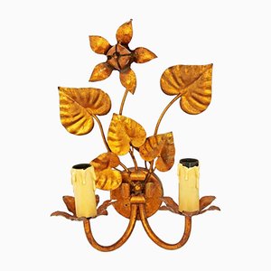 Hollywood Regency Wandlampe aus Vergoldetem Metall von Hans Kögl