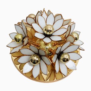 Hollywood Regency Gold-plated Flower Ceiling Lamp, 1970s