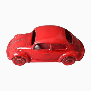 Lámpara de mesa Volkswagen Beetle roja de cerámica, años 70