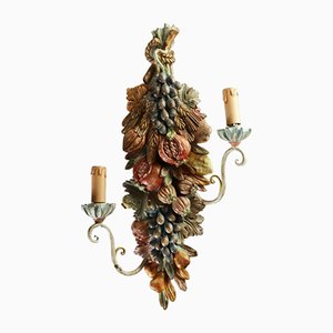 Carved Wood Wall Lamp