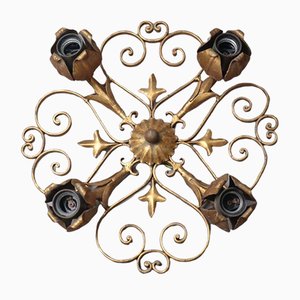 Hollywood Regency Flame Gold Wall or Ceiling Lamp