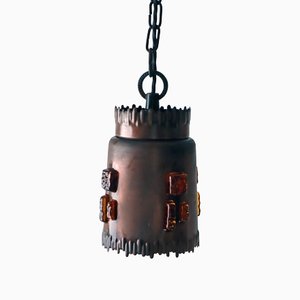 Brutalist Copper Pendant Lamp, 1960s