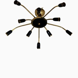 Lampada da soffitto Sputnik in ottone di Stilnovo, anni '50 / '60