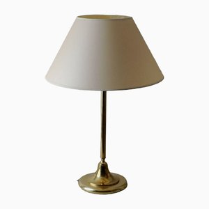 High Table Lamp in Brass & Fabric