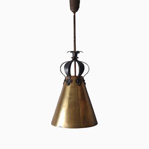 Hollywood Regency Brass Ceiling Lamp, 1950s