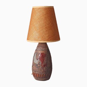 Lámpara de mesa sueca de cerámica con relieve de Tilgman