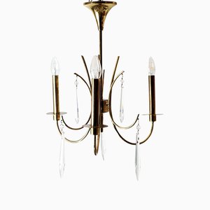Lustre en Verre Cristal au Plomb dans le Style de Stilnovo, 1970s