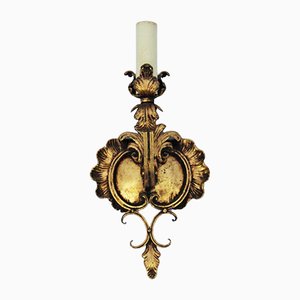 Baroque Candlestick Wall Lamp in Gilt Metal