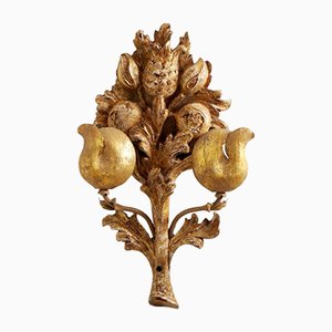 Italian Hand-Carved & Gilded Wooden Wall Relief Sconce