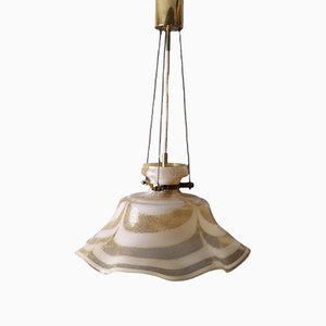 Large Pendant Lamp with Brass Part from Glashütte Limburg