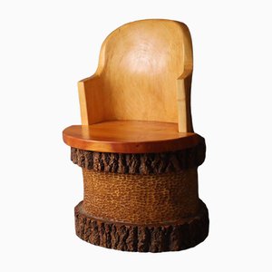 Skandinavischer Kubbestol Stuhl mit Baumstumpf, 1970er oder 1980er