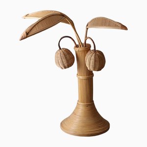 Stehlampe aus Rattan aus Palmenholz von Mario Lopez Torres