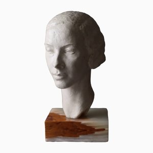 After Fritz Klimsch, Bust of a Woman from Klimsch Study, 1950s, Gypsum & Onyx