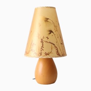 Small Wooden Table Lamp with Parchment Shade