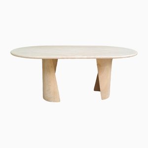Vintage Dining Table in Travertine, 1980s