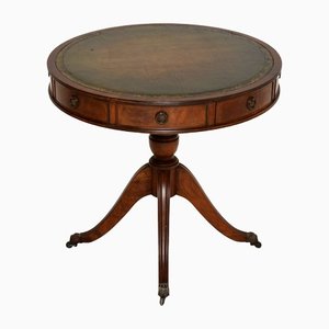 20th Century Regency Style Leather Top Drum Table