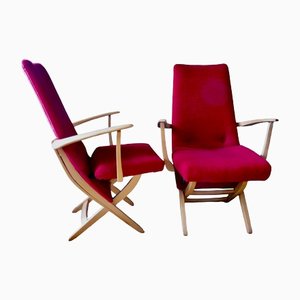 Set of Red Armchairs, Denmark, 1955