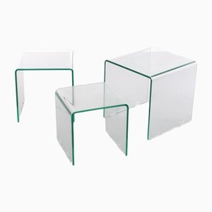 Glass Nesting Tables from Fiam, Italy, 1980s, Set of 3