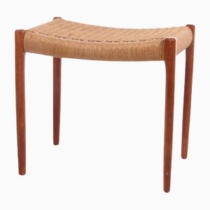Teak Wood with Papercord Model 80A Ottoman attributed Niels Otto Møller, Denmark, 1960s