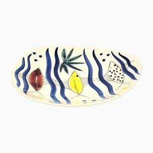 Plato Fish Motive de cerámica de Inger Waage para Stavangerflint, Norway, años 50