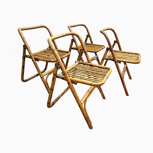 Bamboo Folding Chairs from Dal Vera, Italy, 1950s, Set of 4