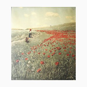 After Merte, Poppies in the Field, 1920s, Papier Photographique