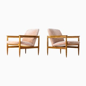 Set of Danish Lounge Chairs in Pink Fabric, 1960s