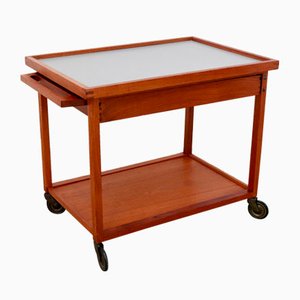 Danish Teak Serving Trolley with Reversible Tray, 1960s