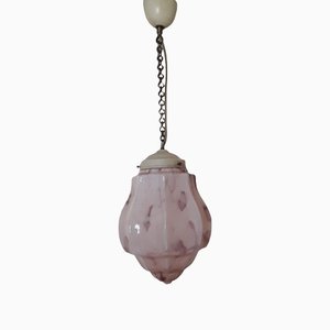 Lámpara de techo Art Déco con cadena ornamental de latón, años 20