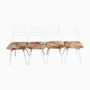 Vintage Dining Chairs in White, Czechoslovakia, 1960s, Set of 4