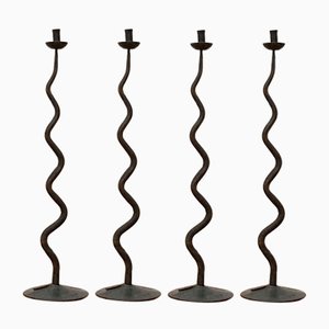 Vintage Brutalist Wrought Iron Candleholder from Hysteria, Set of 4