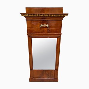 Biedermeier Cherry Wall Mirror with Brass Decor, South Germany, 1820s