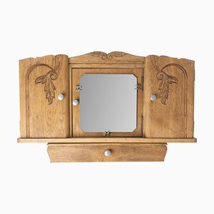 French Oak Armoire with Mirror, 1940s