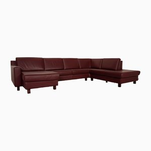 Dark Red Leather Flex Plus Corner Sofa Sofa from Ewald Schillig