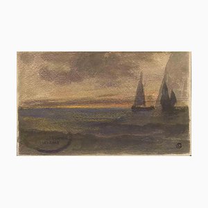 Edmond Cuisinier, Landscape, Original Watercolor, Early 20th Century