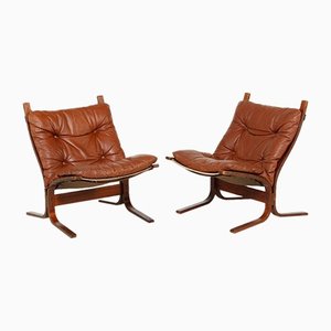 Mid-Century Norwegian Siesta Chairs in Leather by Ingmar Relling, Set of 2