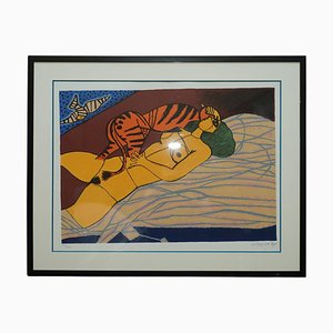 Corneille, Femmes & Tigre, 1987, Lithographie, Encadré